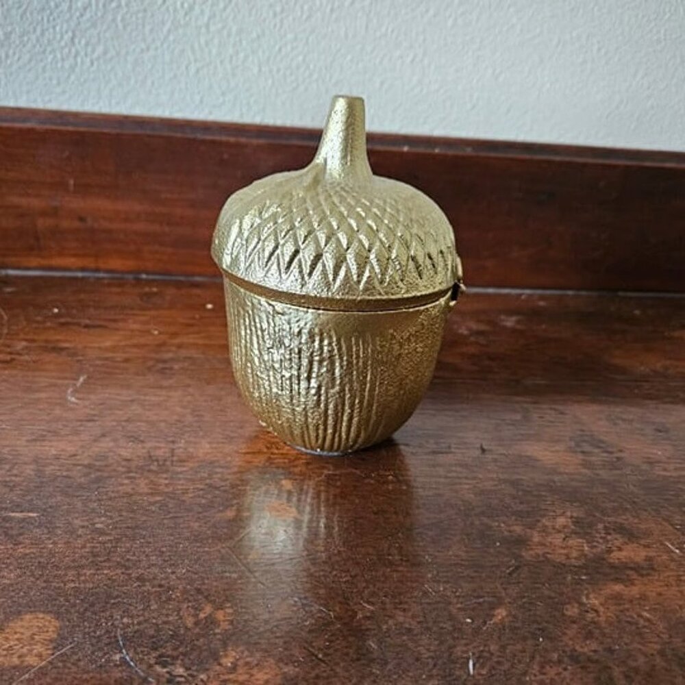 Gold Metal Acorn Container Tabletop Decor